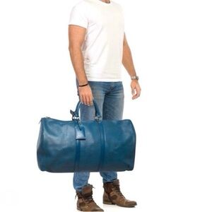 Authentic Louis Vuitton unisex Keepall 50 blue Epi leather